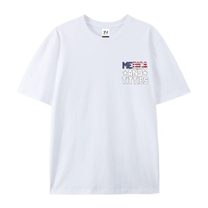 Men’s 100% Cotton Classic American Graphic T-Shirt, Vintage Streetwear Oversized Crew Neck, Soft Breathable Casual Short Sleeve Top for Summer Daily Wear-52