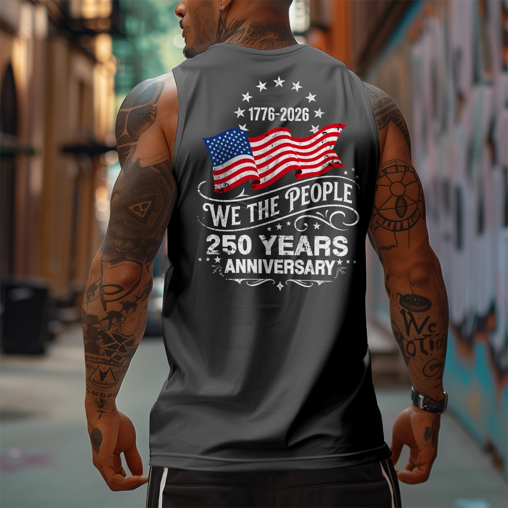 Men’s 100% Cotton Classic American Graphic Tank Top, Vintage Streetwear Oversized Crew Neck, Soft Breathable Casual Sleeveless Top for Summer Daily Wear-10