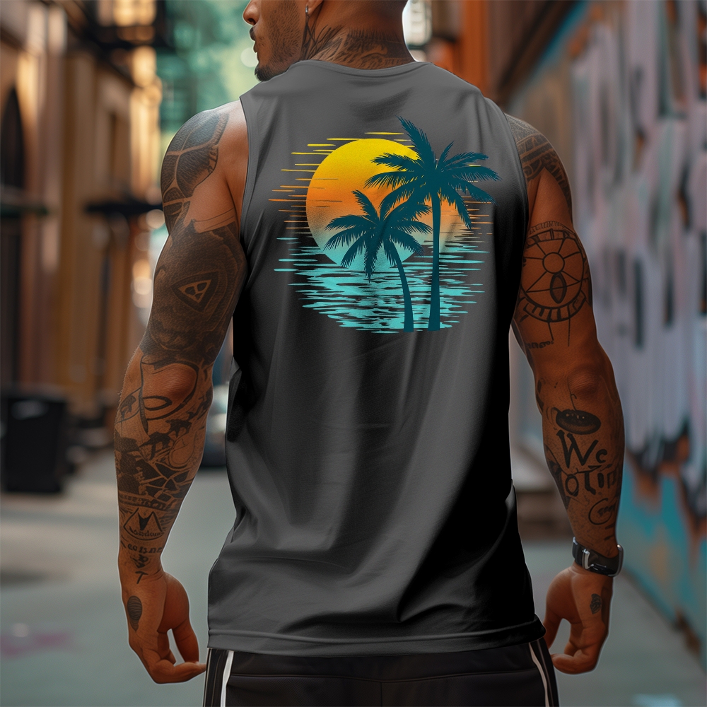 Men’s 100% Cotton Classic American Graphic Tank Top, Vintage Streetwear Oversized Crew Neck, Soft Breathable Casual Sleeveless Top for Summer Daily Wear-12