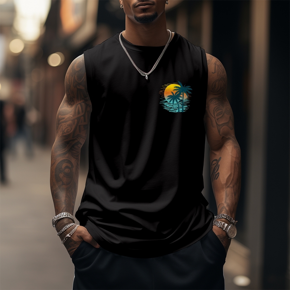 Men’s 100% Cotton Classic American Graphic Tank Top, Vintage Streetwear Oversized Crew Neck, Soft Breathable Casual Sleeveless Top for Summer Daily Wear-12
