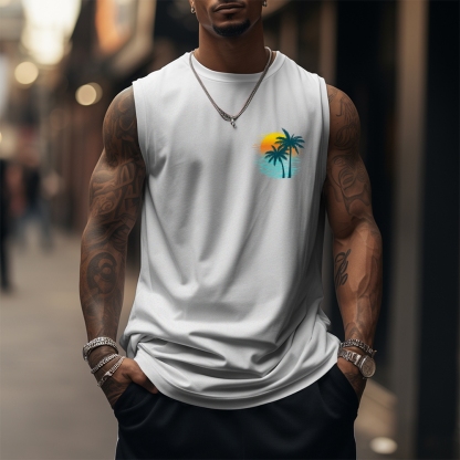 Men’s 100% Cotton Classic American Graphic Tank Top, Vintage Streetwear Oversized Crew Neck, Soft Breathable Casual Sleeveless Top for Summer Daily Wear-12