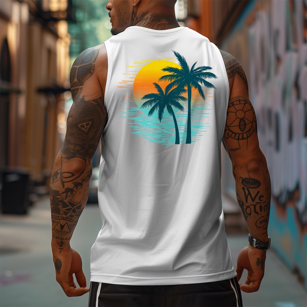 Men’s 100% Cotton Classic American Graphic Tank Top, Vintage Streetwear Oversized Crew Neck, Soft Breathable Casual Sleeveless Top for Summer Daily Wear-12