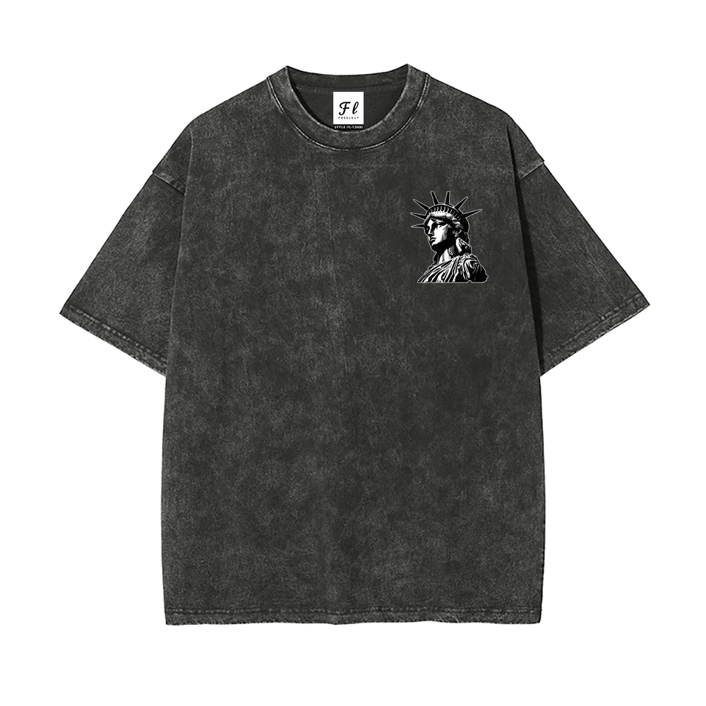 Men’s 100% Cotton Washed T-Shirt, Vintage Streetwear Oversized Short Sleeve Crew Neck Tee, Soft Breathable Casual Top for Summer Daily Wear