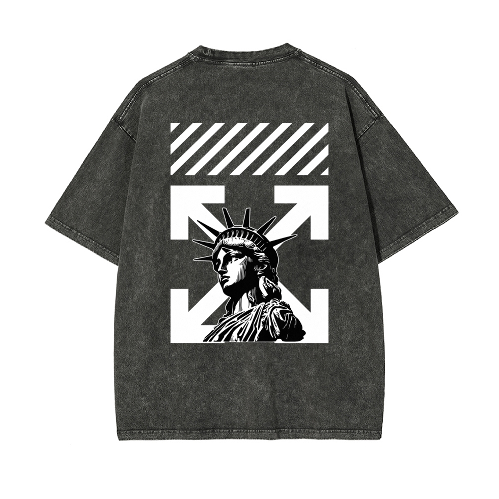 Men’s 100% Cotton Washed T-Shirt, Vintage Streetwear Oversized Short Sleeve Crew Neck Tee, Soft Breathable Casual Top for Summer Daily Wear
