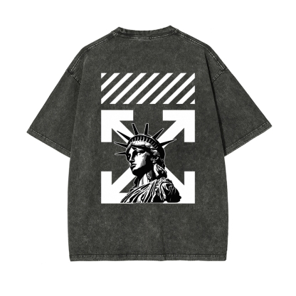 Men’s 100% Cotton Washed T-Shirt, Vintage Streetwear Oversized Short Sleeve Crew Neck Tee, Soft Breathable Casual Top for Summer Daily Wear