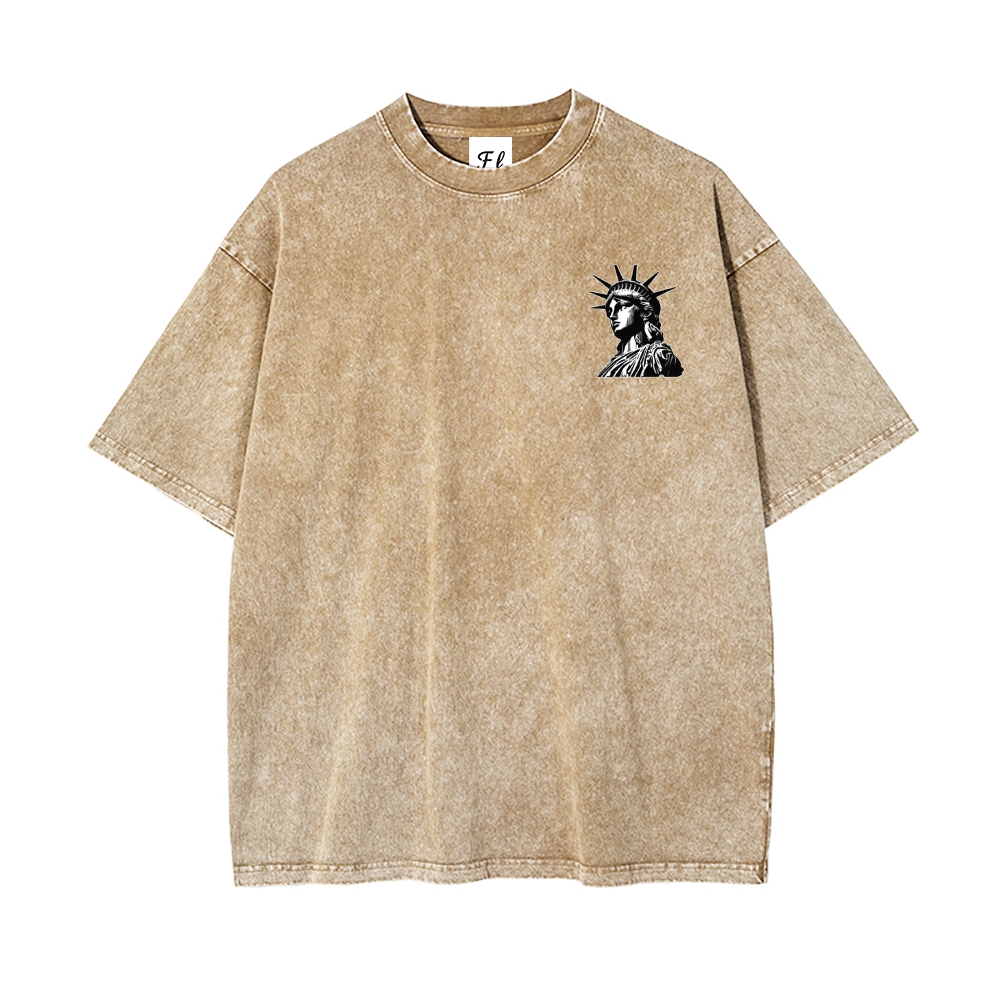 Men’s 100% Cotton Washed T-Shirt, Vintage Streetwear Oversized Short Sleeve Crew Neck Tee, Soft Breathable Casual Top for Summer Daily Wear
