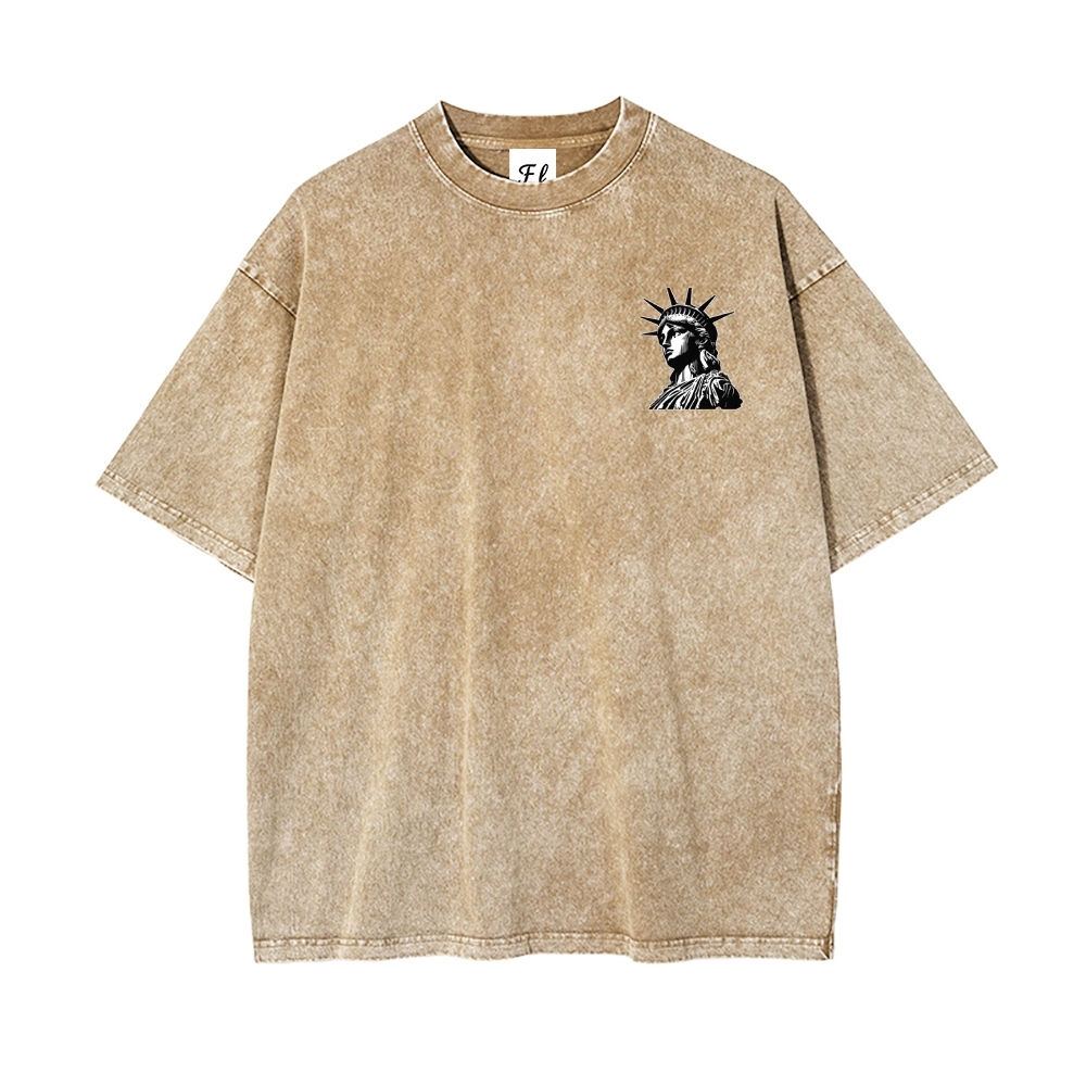 Men’s 100% Cotton Washed T-Shirt, Vintage Streetwear Oversized Short Sleeve Crew Neck Tee, Soft Breathable Casual Top for Summer Daily Wear