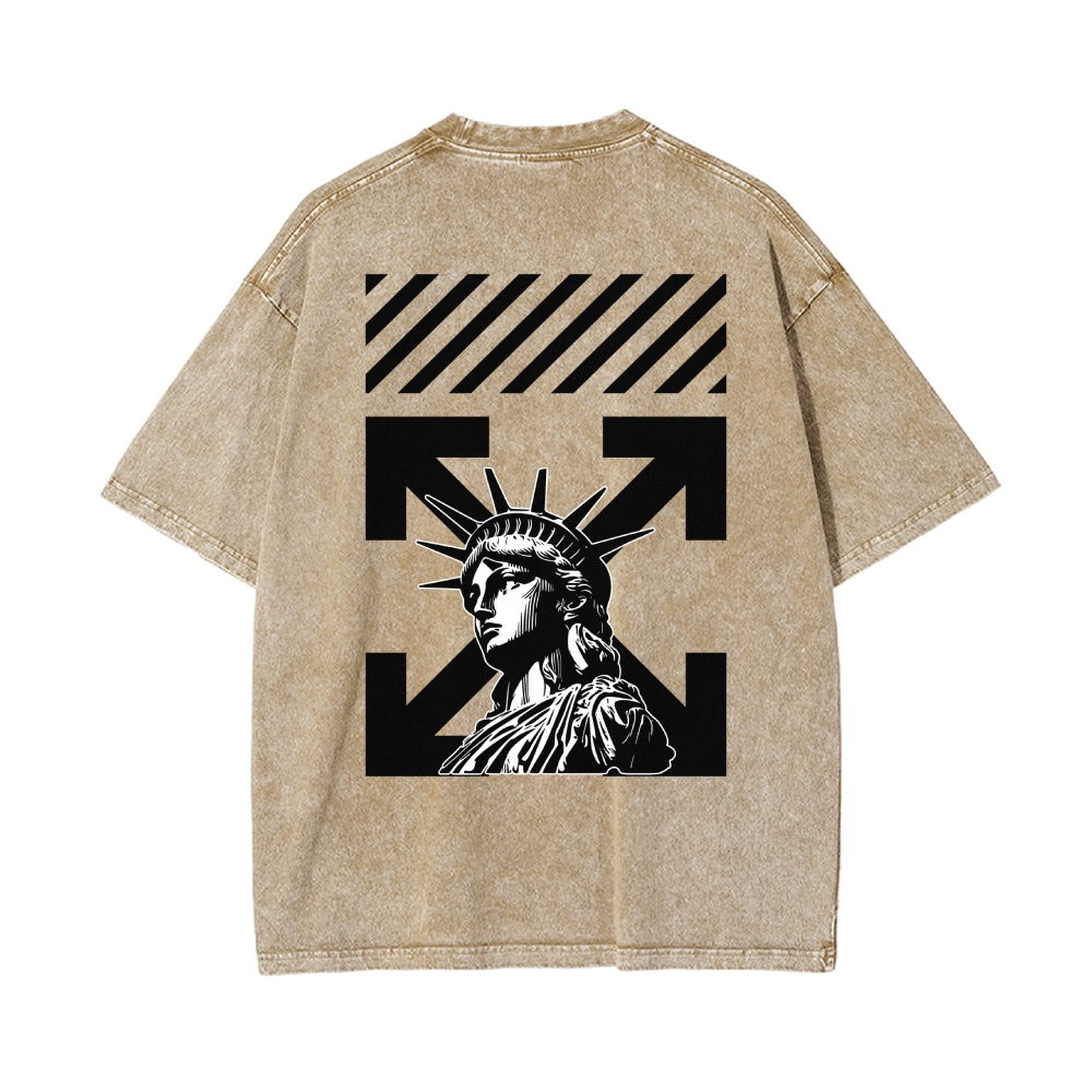 Men’s 100% Cotton Washed T-Shirt, Vintage Streetwear Oversized Short Sleeve Crew Neck Tee, Soft Breathable Casual Top for Summer Daily Wear