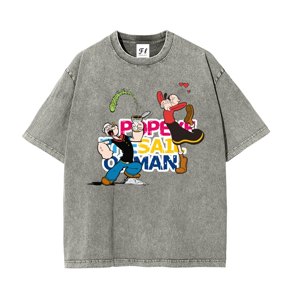 Men’s 100% Cotton Washed T-Shirt, Vintage Streetwear Oversized Short Sleeve Crew Neck Tee, Soft Breathable Casual Top for Summer Daily Wear-08