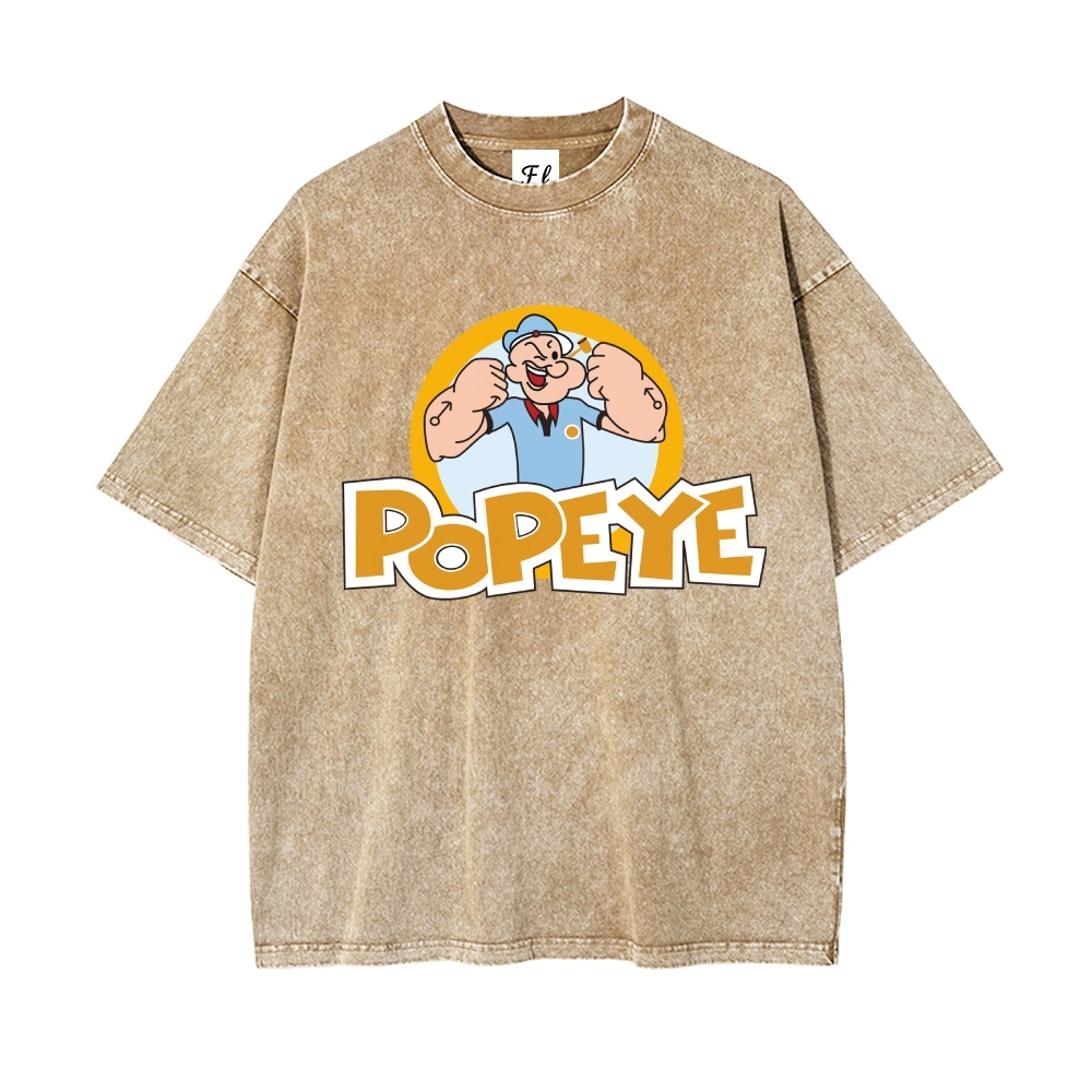 Men’s 100% Cotton Washed T-Shirt, Vintage Streetwear Oversized Short Sleeve Crew Neck Tee, Soft Breathable Casual Top for Summer Daily Wear-09