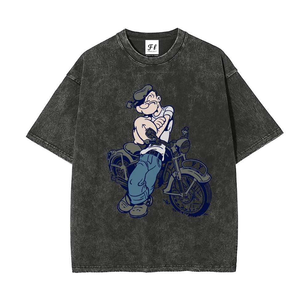 Men’s 100% Cotton Washed T-Shirt, Vintage Streetwear Oversized Short Sleeve Crew Neck Tee, Soft Breathable Casual Top for Summer Daily Wear-09
