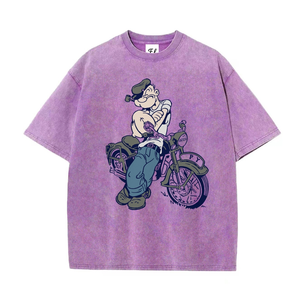 Men’s 100% Cotton Washed T-Shirt, Vintage Streetwear Oversized Short Sleeve Crew Neck Tee, Soft Breathable Casual Top for Summer Daily Wear-09