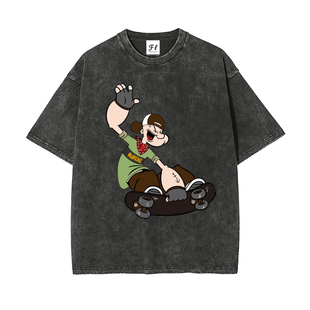 Men’s 100% Cotton Washed T-Shirt, Vintage Streetwear Oversized Short Sleeve Crew Neck Tee, Soft Breathable Casual Top for Summer Daily Wear-11