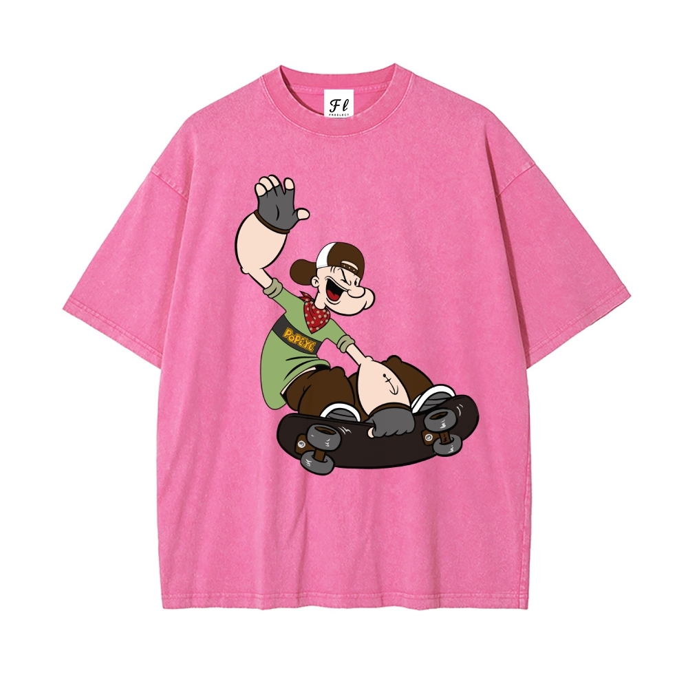 Men’s 100% Cotton Washed T-Shirt, Vintage Streetwear Oversized Short Sleeve Crew Neck Tee, Soft Breathable Casual Top for Summer Daily Wear-11