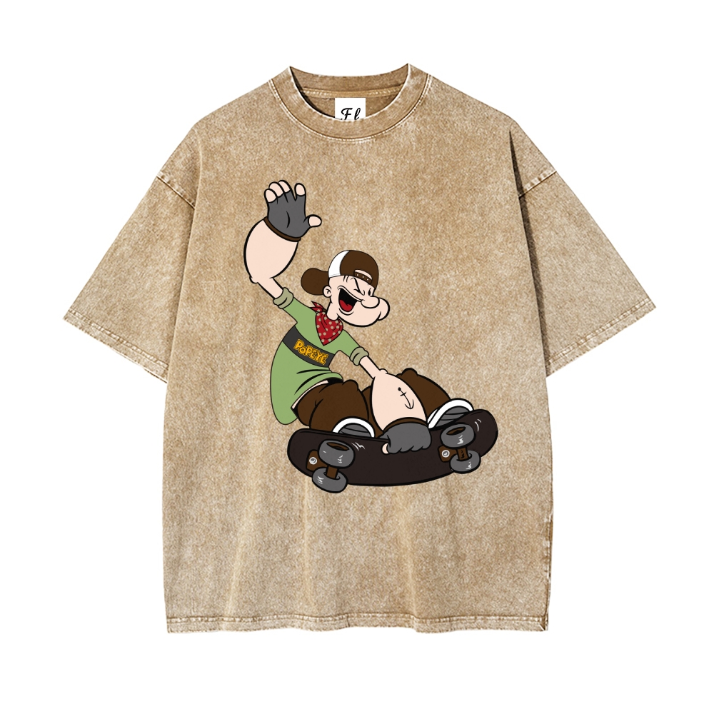 Men’s 100% Cotton Washed T-Shirt, Vintage Streetwear Oversized Short Sleeve Crew Neck Tee, Soft Breathable Casual Top for Summer Daily Wear-11