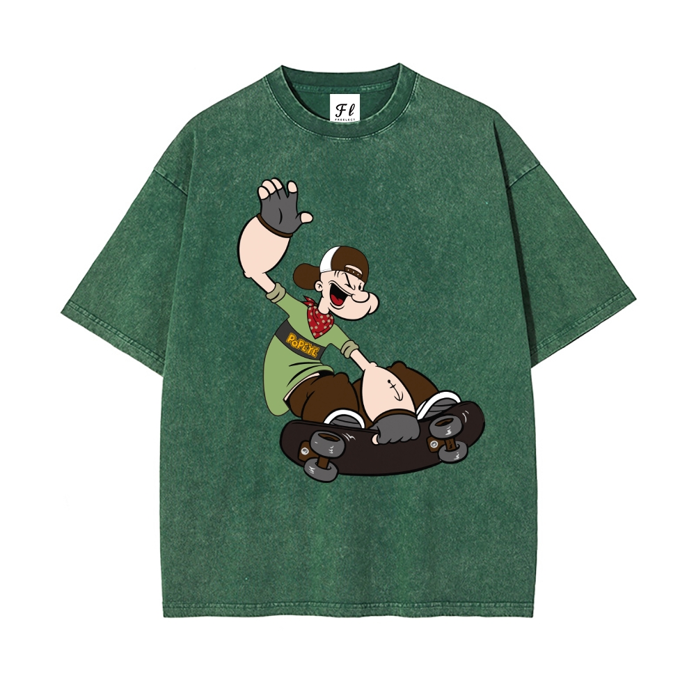 Men’s 100% Cotton Washed T-Shirt, Vintage Streetwear Oversized Short Sleeve Crew Neck Tee, Soft Breathable Casual Top for Summer Daily Wear-11