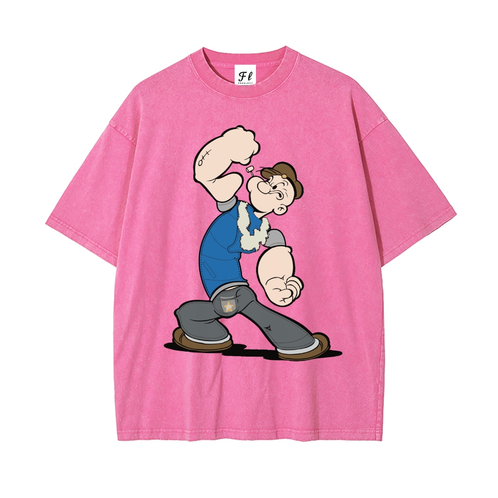 Men’s 100% Cotton Washed T-Shirt, Vintage Streetwear Oversized Short Sleeve Crew Neck Tee, Soft Breathable Casual Top for Summer Daily Wear-13