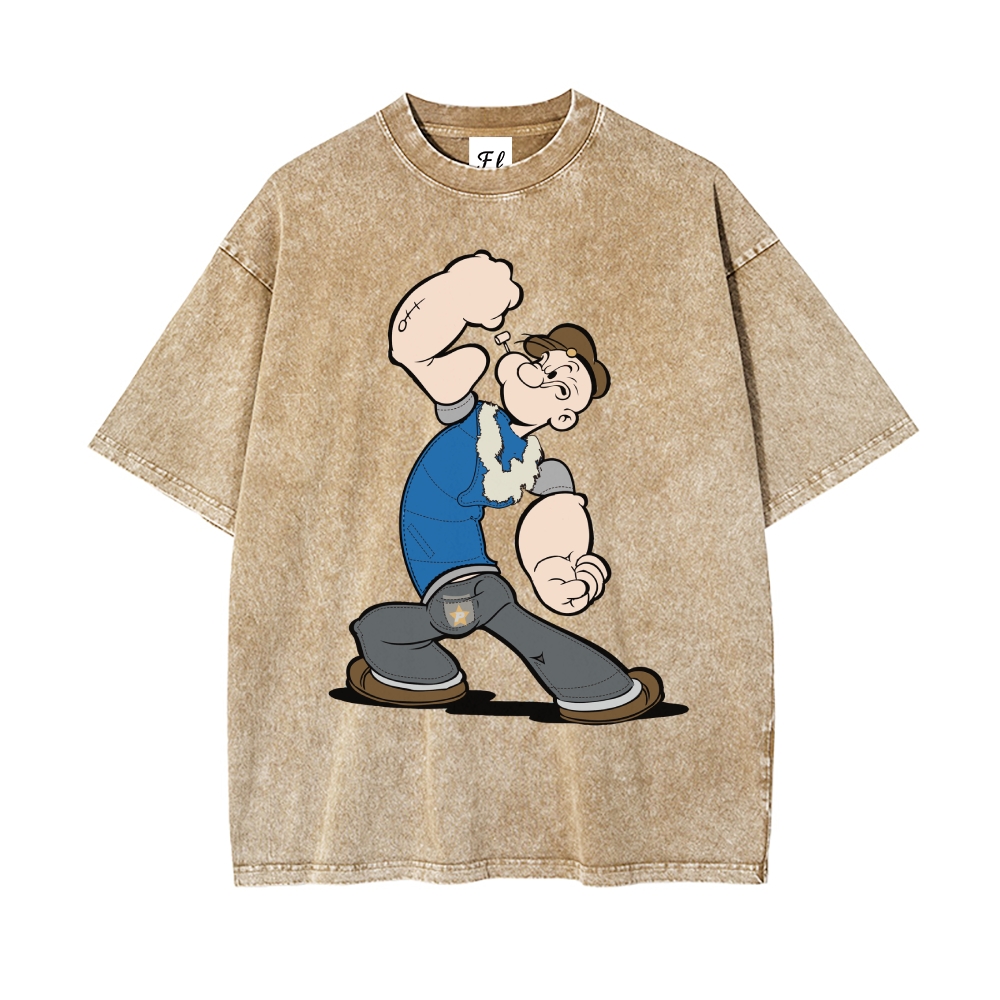 Men’s 100% Cotton Washed T-Shirt, Vintage Streetwear Oversized Short Sleeve Crew Neck Tee, Soft Breathable Casual Top for Summer Daily Wear-13