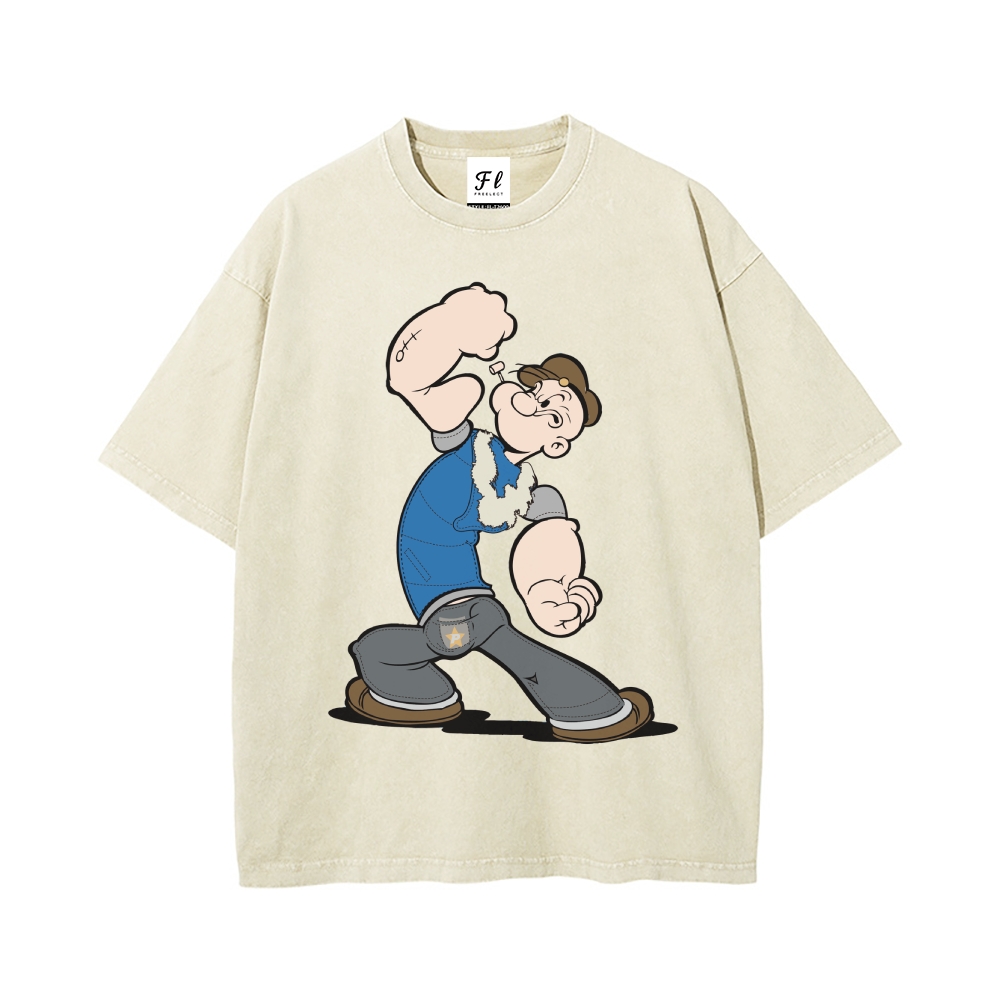 Men’s 100% Cotton Washed T-Shirt, Vintage Streetwear Oversized Short Sleeve Crew Neck Tee, Soft Breathable Casual Top for Summer Daily Wear-13