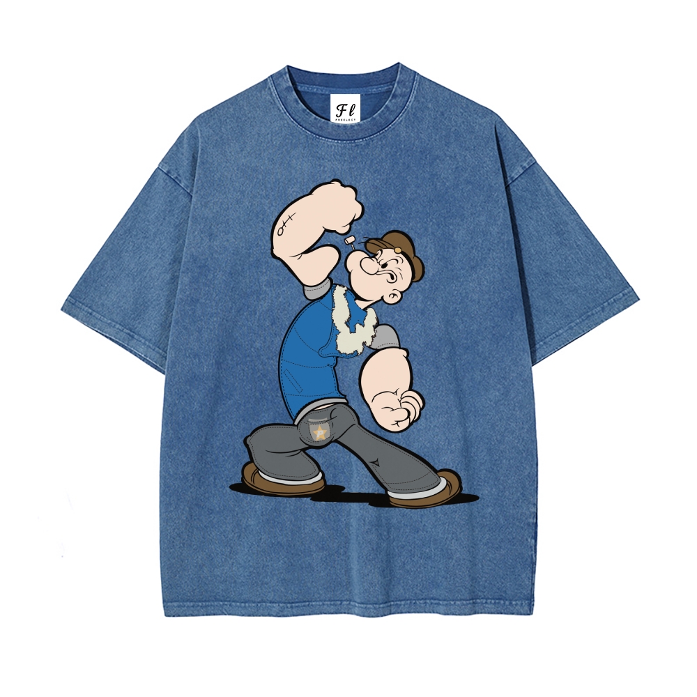 Men’s 100% Cotton Washed T-Shirt, Vintage Streetwear Oversized Short Sleeve Crew Neck Tee, Soft Breathable Casual Top for Summer Daily Wear-13
