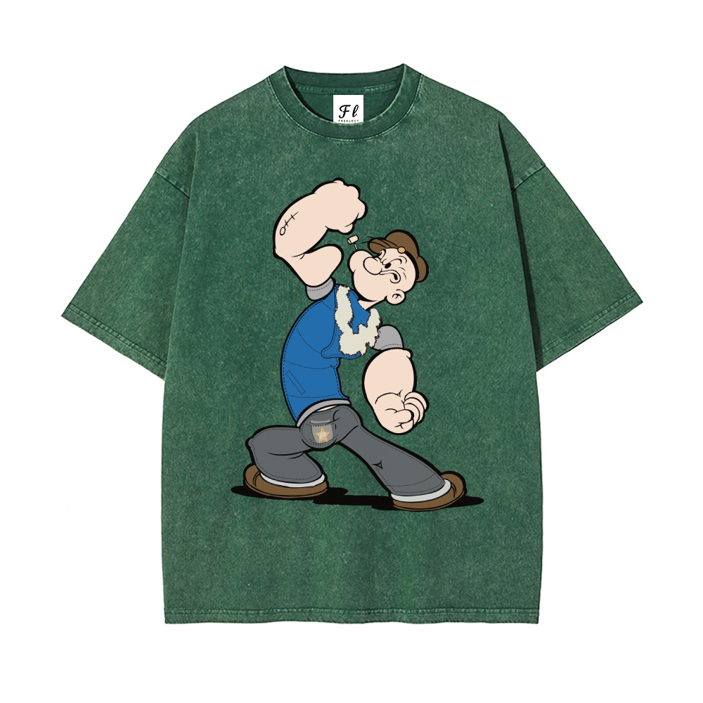 Men’s 100% Cotton Washed T-Shirt, Vintage Streetwear Oversized Short Sleeve Crew Neck Tee, Soft Breathable Casual Top for Summer Daily Wear-13