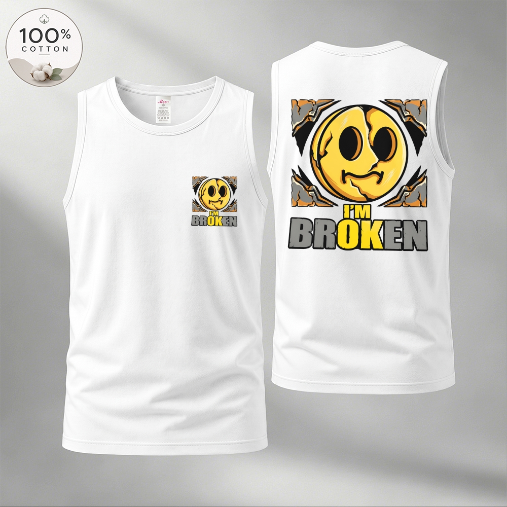 Men’s 100% Cotton Classic American Graphic Tank Top, Vintage Streetwear Oversized Crew Neck, Soft Breathable Casual Sleeveless Top for Summer Daily Wear-14
