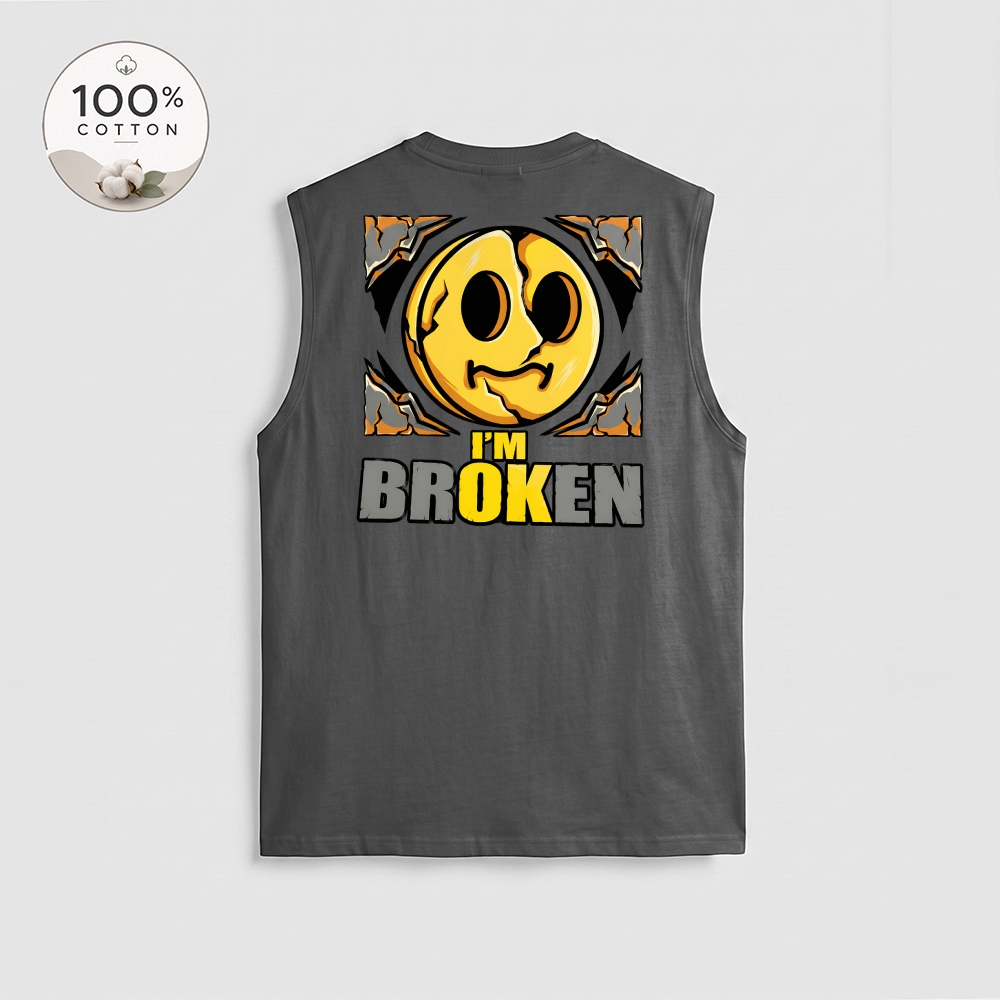 Men’s 100% Cotton Classic American Graphic Tank Top, Vintage Streetwear Oversized Crew Neck, Soft Breathable Casual Sleeveless Top for Summer Daily Wear-14