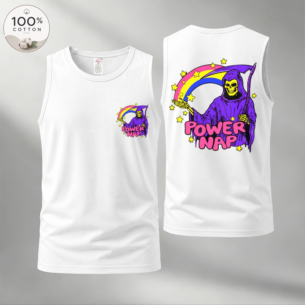 Men’s 100% Cotton Classic American Graphic Tank Top, Vintage Streetwear Oversized Crew Neck, Soft Breathable Casual Sleeveless Top for Summer Daily Wear-17