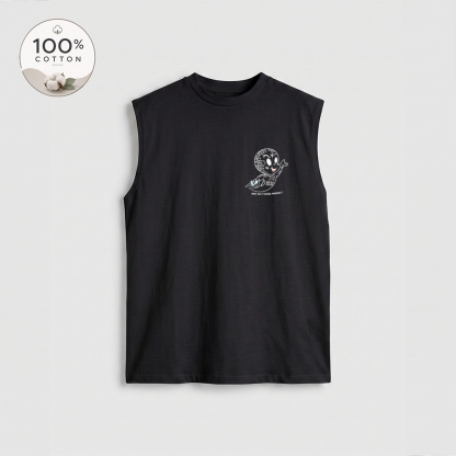 Men’s 100% Cotton Classic American Graphic Tank Top, Vintage Streetwear Oversized Crew Neck, Soft Breathable Casual Sleeveless Top for Summer Daily Wear-22