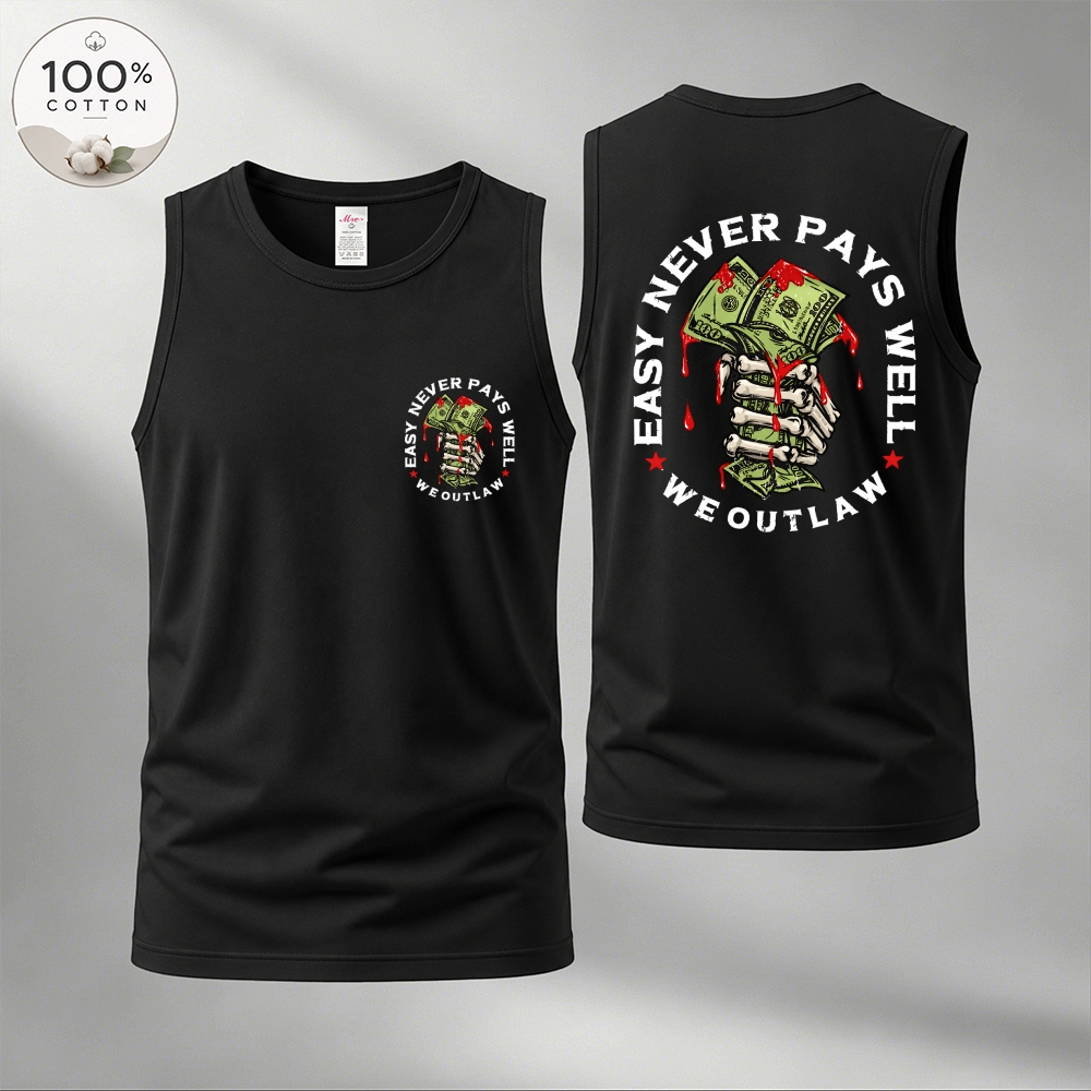 Men’s 100% Cotton Classic American Graphic Tank Top, Vintage Streetwear Oversized Crew Neck, Soft Breathable Casual Sleeveless Top for Summer Daily Wear-24