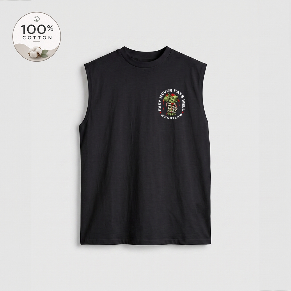 Men’s 100% Cotton Classic American Graphic Tank Top, Vintage Streetwear Oversized Crew Neck, Soft Breathable Casual Sleeveless Top for Summer Daily Wear-24