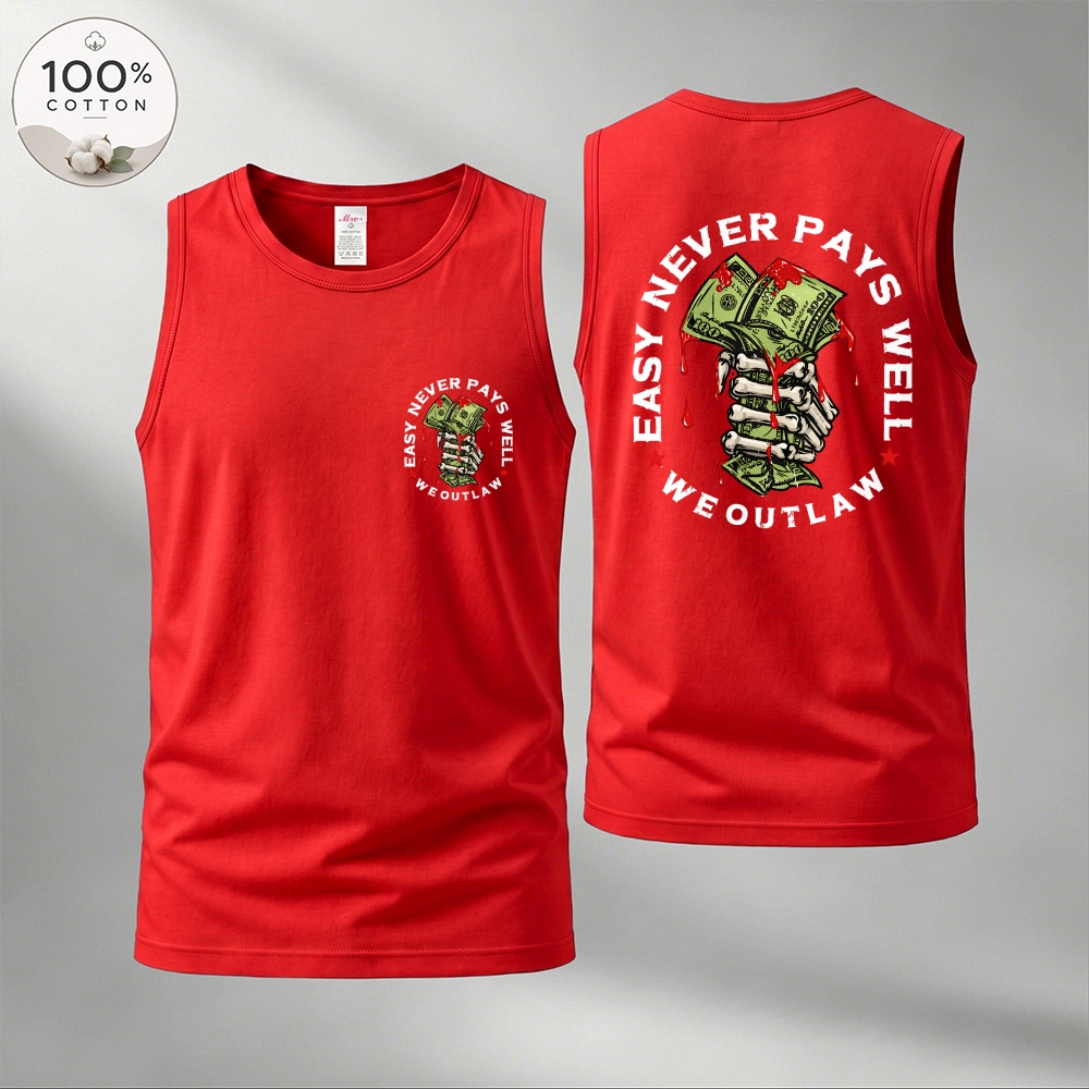 Men’s 100% Cotton Classic American Graphic Tank Top, Vintage Streetwear Oversized Crew Neck, Soft Breathable Casual Sleeveless Top for Summer Daily Wear-24