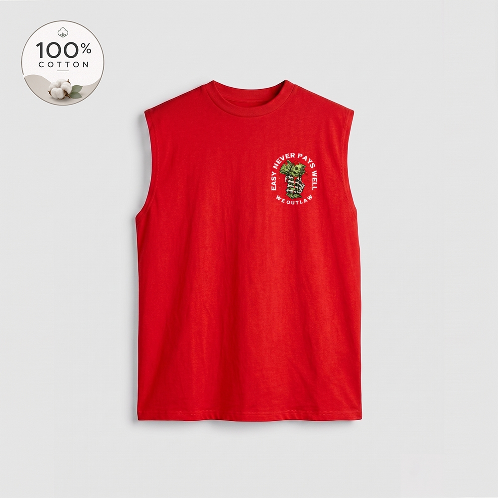 Men’s 100% Cotton Classic American Graphic Tank Top, Vintage Streetwear Oversized Crew Neck, Soft Breathable Casual Sleeveless Top for Summer Daily Wear-24