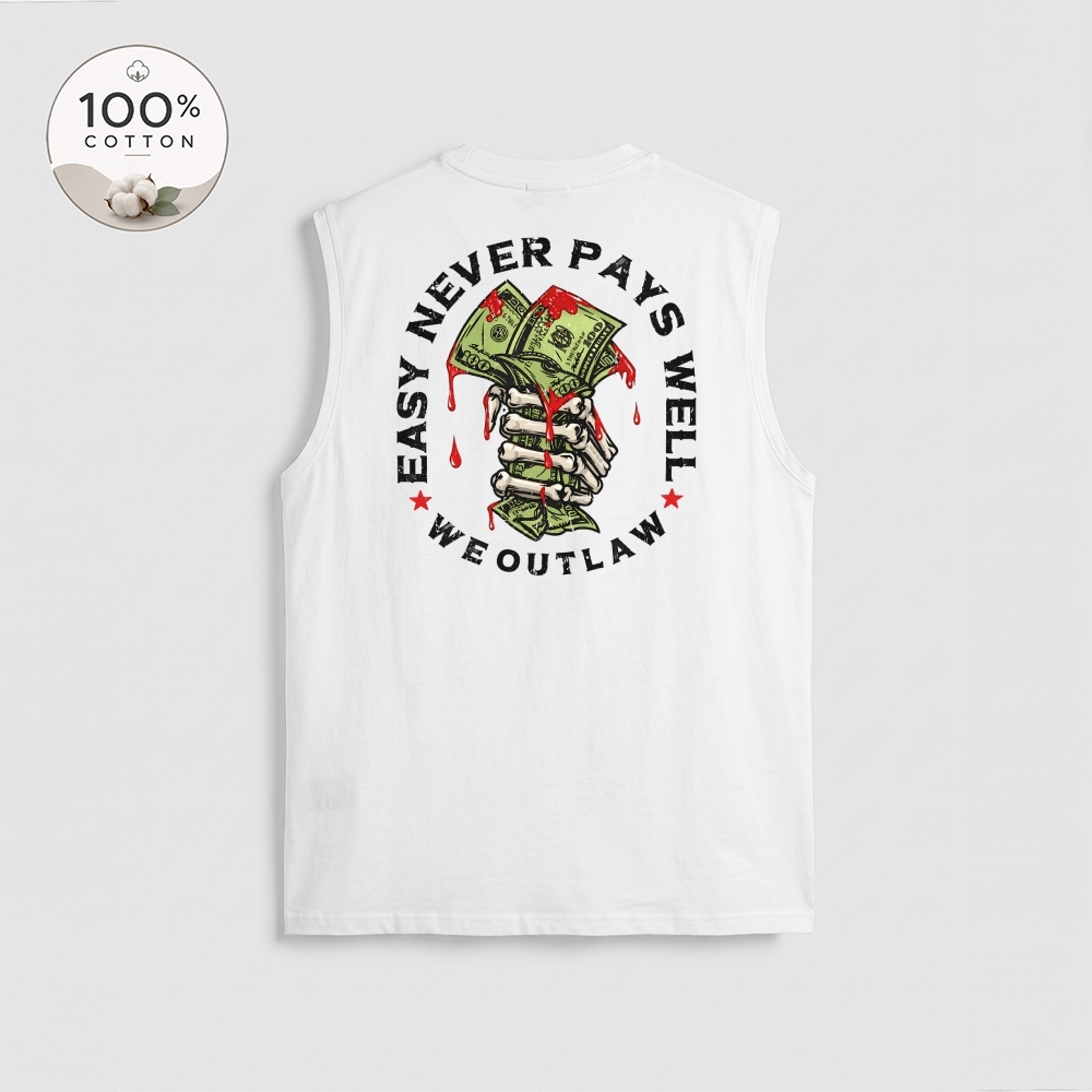 Men’s 100% Cotton Classic American Graphic Tank Top, Vintage Streetwear Oversized Crew Neck, Soft Breathable Casual Sleeveless Top for Summer Daily Wear-24