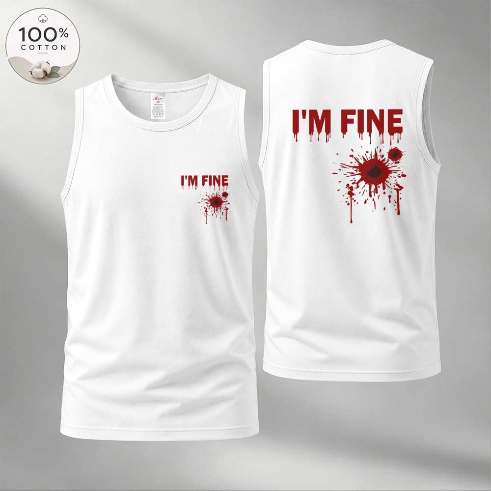 Men’s 100% Cotton Classic American Graphic Tank Top, Vintage Streetwear Oversized Crew Neck, Soft Breathable Casual Sleeveless Top for Summer Daily Wear-25