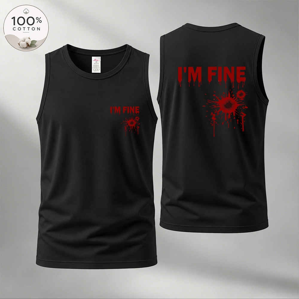 Men’s 100% Cotton Classic American Graphic Tank Top, Vintage Streetwear Oversized Crew Neck, Soft Breathable Casual Sleeveless Top for Summer Daily Wear-25