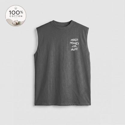 Men’s 100% Cotton Classic American Graphic Tank Top, Vintage Streetwear Oversized Crew Neck, Soft Breathable Casual Sleeveless Top for Summer Daily Wear-23