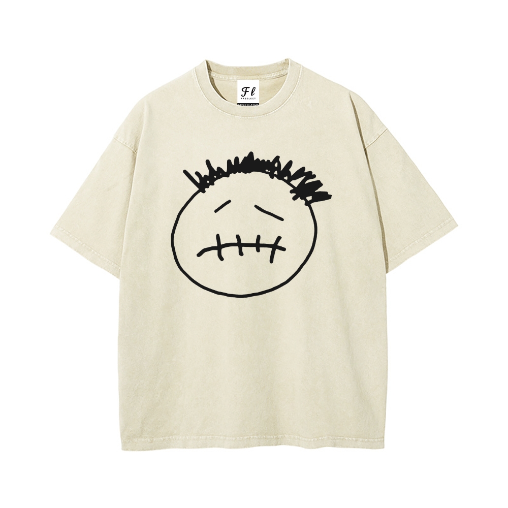 Men’s 100% Cotton Washed T-Shirt, Vintage Streetwear Oversized Short Sleeve Crew Neck Tee, Soft Breathable Casual Top for Summer Daily Wear-86