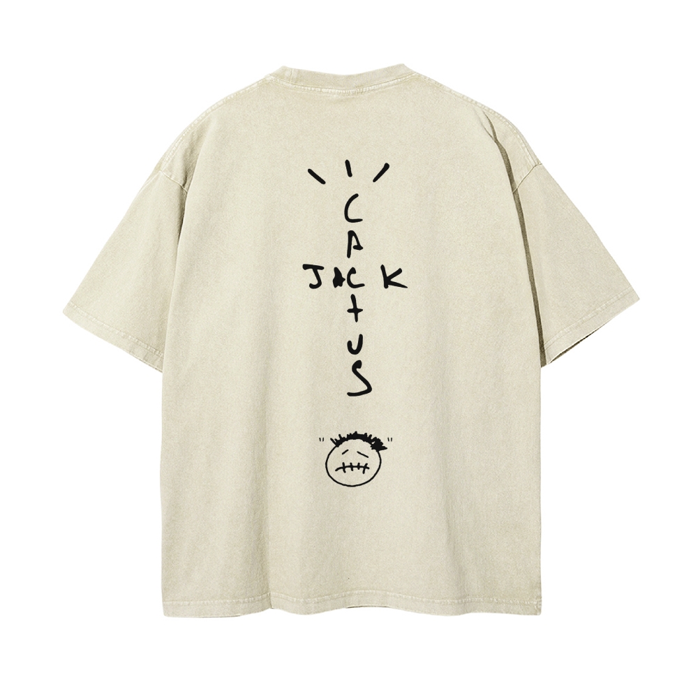 Men’s 100% Cotton Washed T-Shirt, Vintage Streetwear Oversized Short Sleeve Crew Neck Tee, Soft Breathable Casual Top for Summer Daily Wear-86