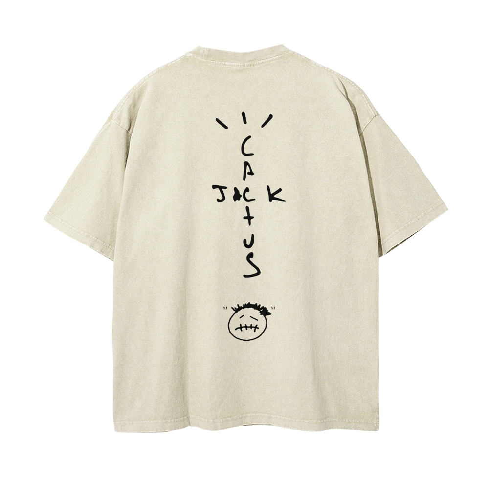 Men’s 100% Cotton Washed T-Shirt, Vintage Streetwear Oversized Short Sleeve Crew Neck Tee, Soft Breathable Casual Top for Summer Daily Wear-86