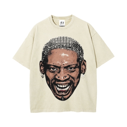 Men’s 100% Cotton Washed T-Shirt, Vintage Streetwear Oversized Short Sleeve Crew Neck Tee, Soft Breathable Casual Top for Summer Daily Wear-70