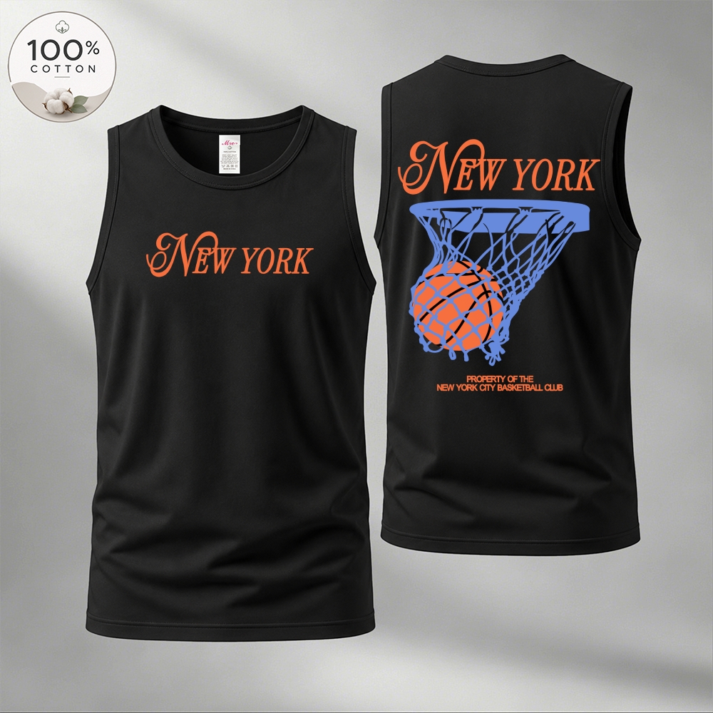 Men’s 100% Cotton Classic American Graphic Tank Top, Vintage Streetwear Oversized Crew Neck, Soft Breathable Casual Sleeveless Top for Summer Daily Wear-02