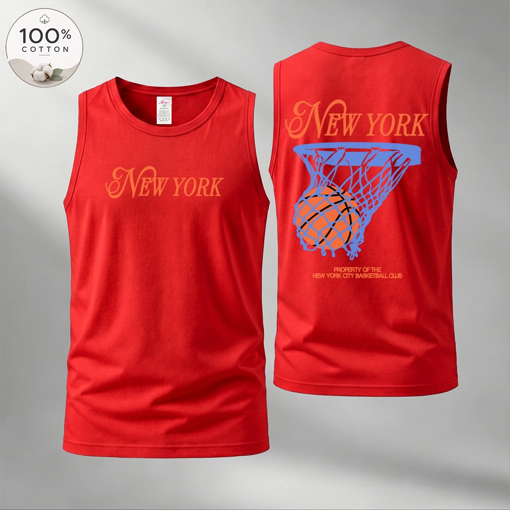 Men’s 100% Cotton Classic American Graphic Tank Top, Vintage Streetwear Oversized Crew Neck, Soft Breathable Casual Sleeveless Top for Summer Daily Wear-02