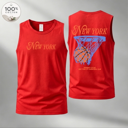 Men’s 100% Cotton Classic American Graphic Tank Top, Vintage Streetwear Oversized Crew Neck, Soft Breathable Casual Sleeveless Top for Summer Daily Wear-02