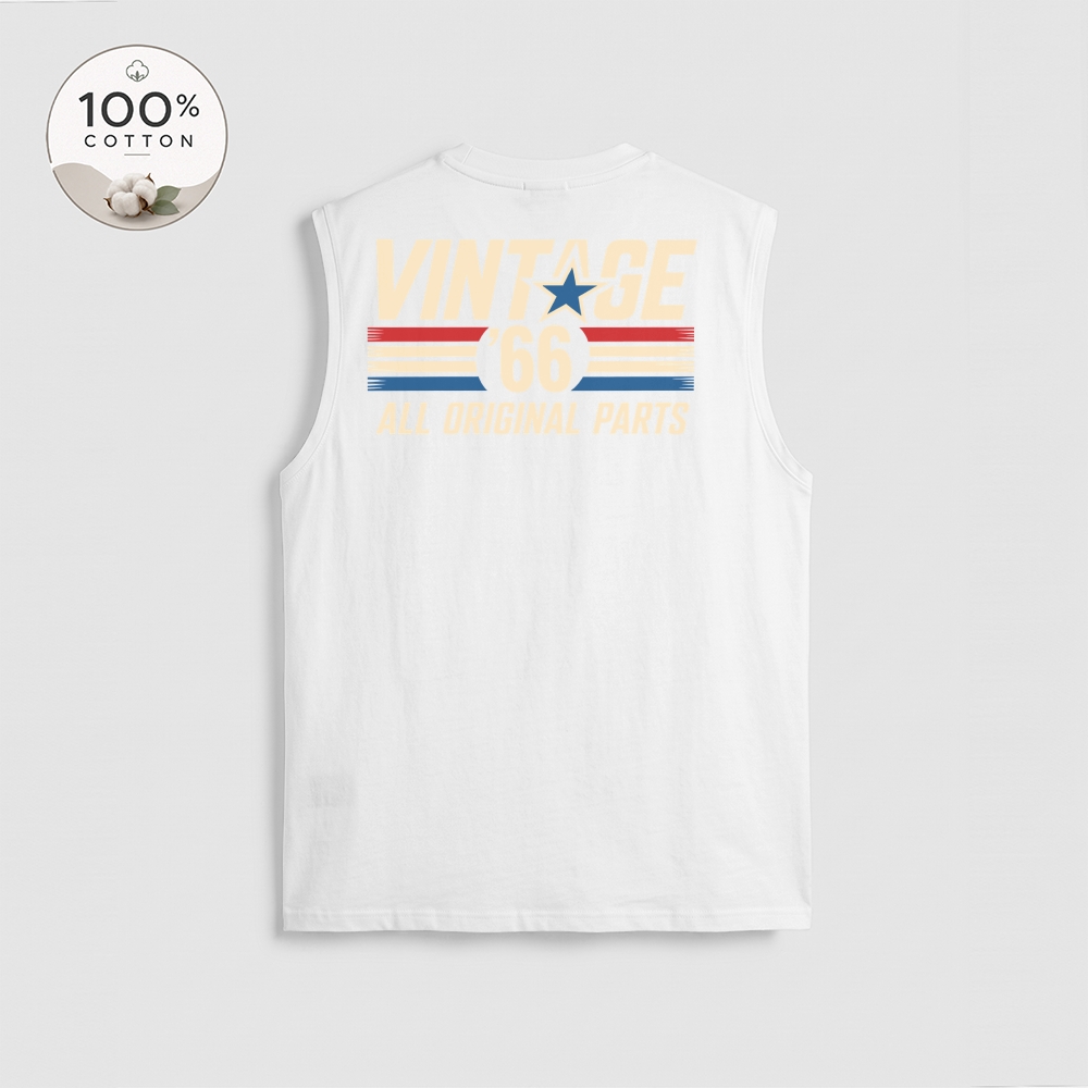 Men’s 100% Cotton Classic American Graphic Tank Top, Vintage Streetwear Oversized Crew Neck, Soft Breathable Casual Sleeveless Top for Summer Daily Wear-06