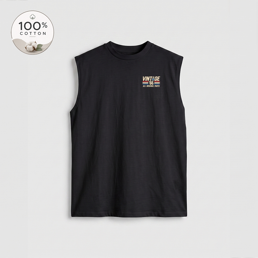 Men’s 100% Cotton Classic American Graphic Tank Top, Vintage Streetwear Oversized Crew Neck, Soft Breathable Casual Sleeveless Top for Summer Daily Wear-06