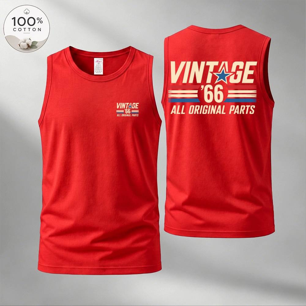 Men’s 100% Cotton Classic American Graphic Tank Top, Vintage Streetwear Oversized Crew Neck, Soft Breathable Casual Sleeveless Top for Summer Daily Wear-06