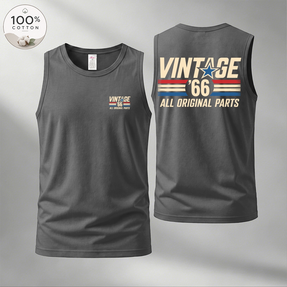 Men’s 100% Cotton Classic American Graphic Tank Top, Vintage Streetwear Oversized Crew Neck, Soft Breathable Casual Sleeveless Top for Summer Daily Wear-06