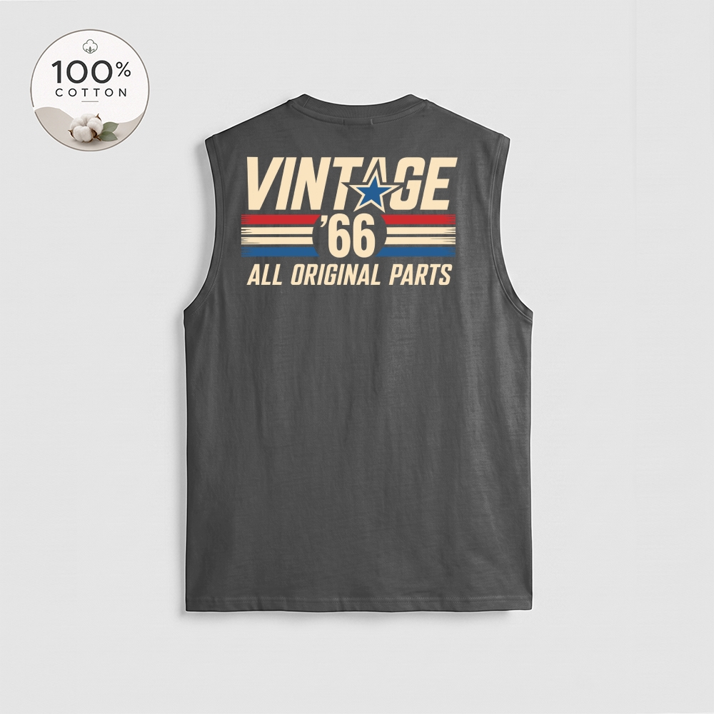 Men’s 100% Cotton Classic American Graphic Tank Top, Vintage Streetwear Oversized Crew Neck, Soft Breathable Casual Sleeveless Top for Summer Daily Wear-06