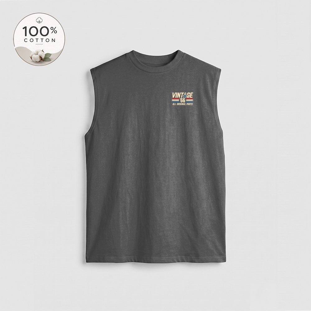 Men’s 100% Cotton Classic American Graphic Tank Top, Vintage Streetwear Oversized Crew Neck, Soft Breathable Casual Sleeveless Top for Summer Daily Wear-06